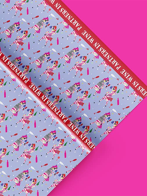 Partners in Wine Wrapping Paper for wholesale by Stripey McButt Face