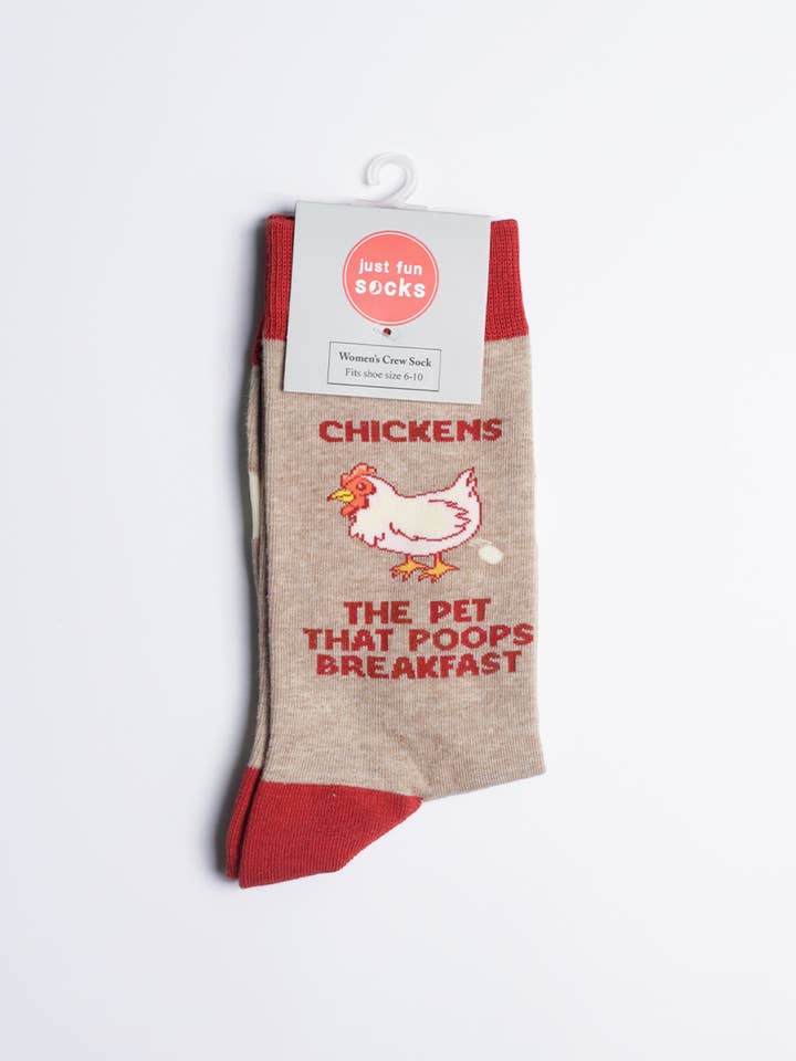 Just Fun Socks - Wholesale Socks - Women's - Women's Chickens The Pet That Poops Breakfast Crew Socks5