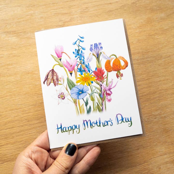 Native Wildflowers Mother's Day Card 100% Recycled Paper for wholesale by Laurel Mundy Illustration