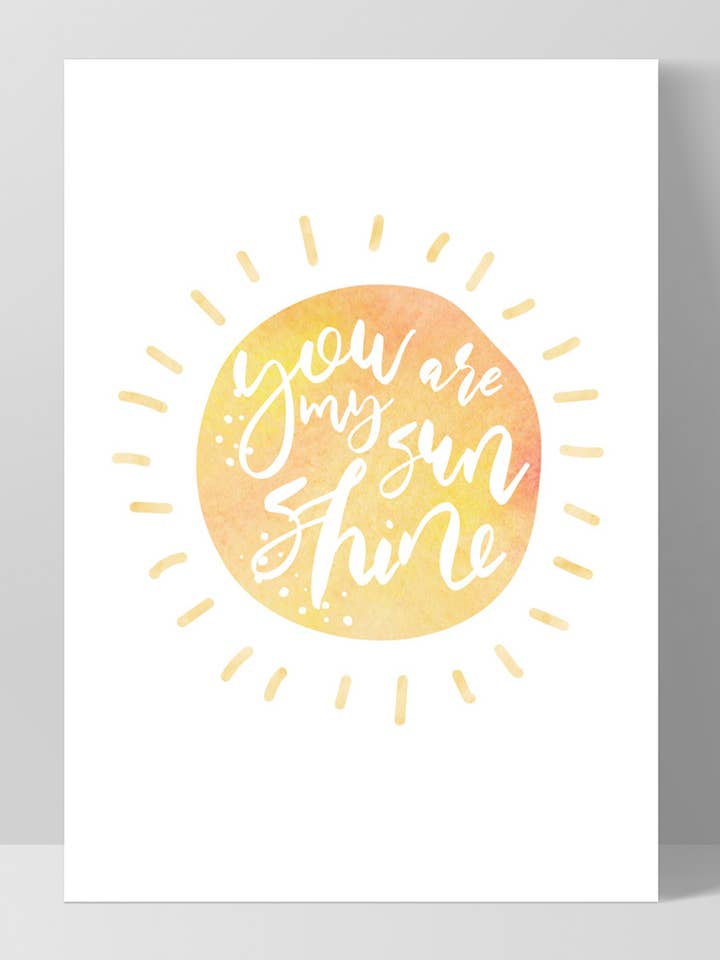 Sunshine Sun Art Print. Boho Yellow. You Are My Sunshine for wholesale by PRINT AND PROPER