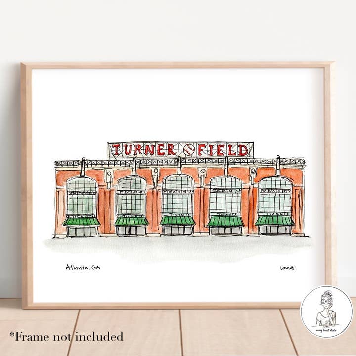 Atlanta, Géorgie - Turner Field. Impression d'art pour la vente par Messy Heart Studio