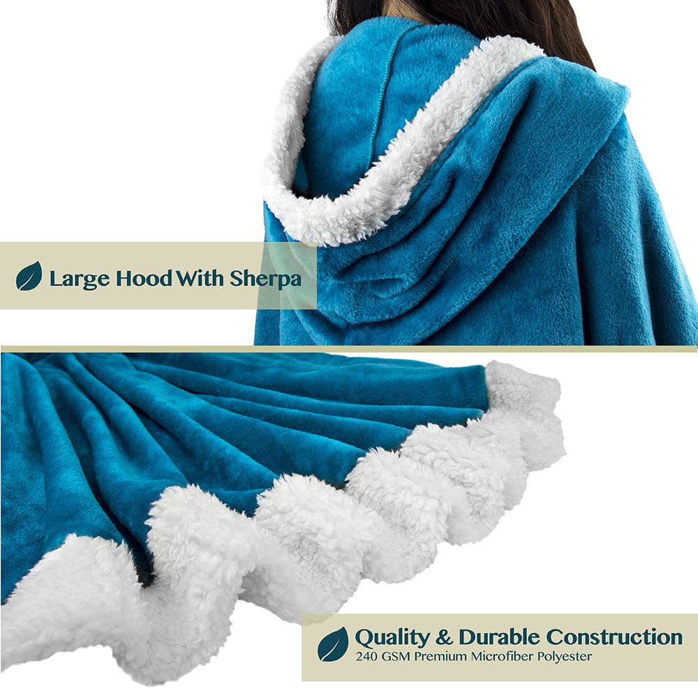 Pavilia – wholesale Poncho – Women's – Angel Wrap Hoodie Sherpa Poncho Blanket137