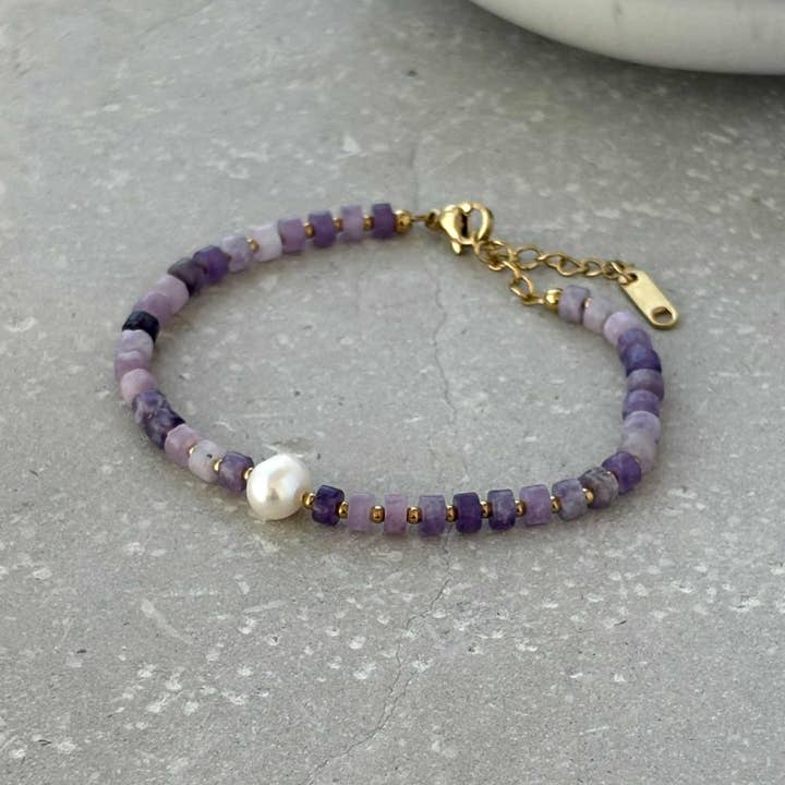 Anlaufbeständiges Stein- und Perlenarmband für den Großhandel von Flax Barn