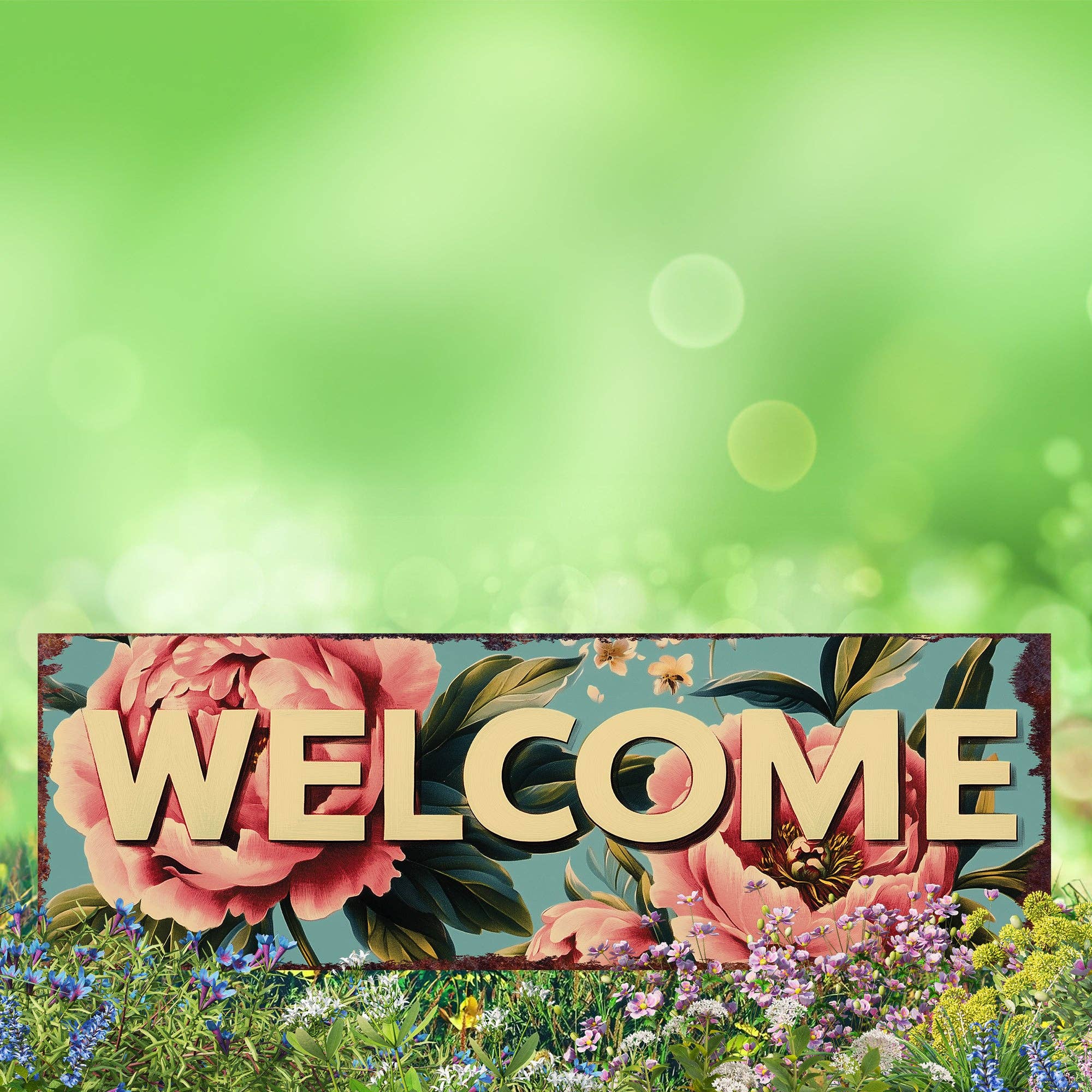 TX USA Corporation - Wholesale Garden/Lawn Stake - Summer Peony Welcome Garden Stake | Farmhouse Outdoor Yard Sign 36in6