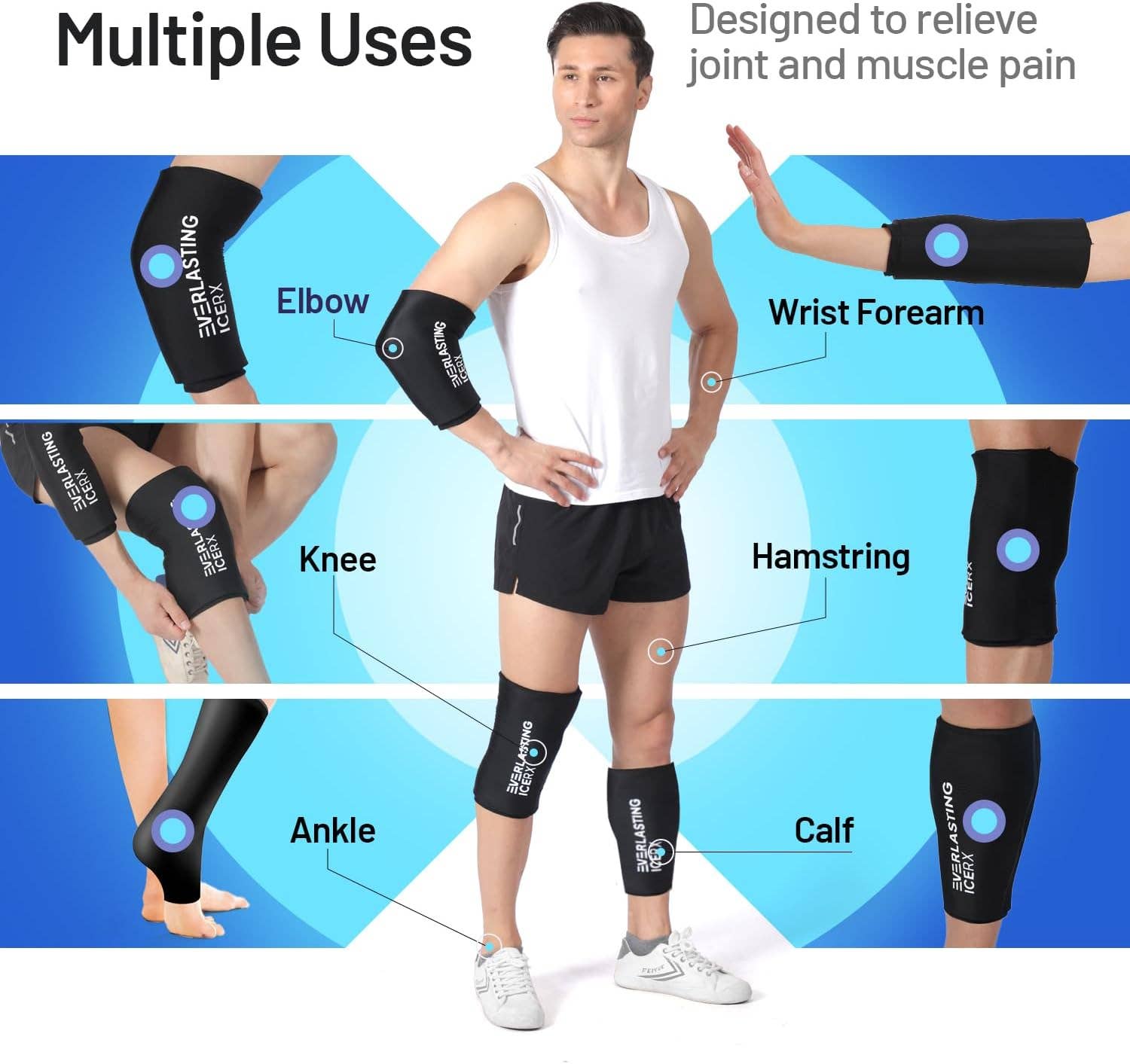 Everlasting Ice RX - Wholesale Hot/Cold Compress - EverlastingIce Knee Ice Pack Wrap Compression Sleeve for Injuries | Hot & Cold Therapy Ice Pack for Knee, 360° Coverage | Reusable for Knee, Elbow, Ankle, Wrist - XL3