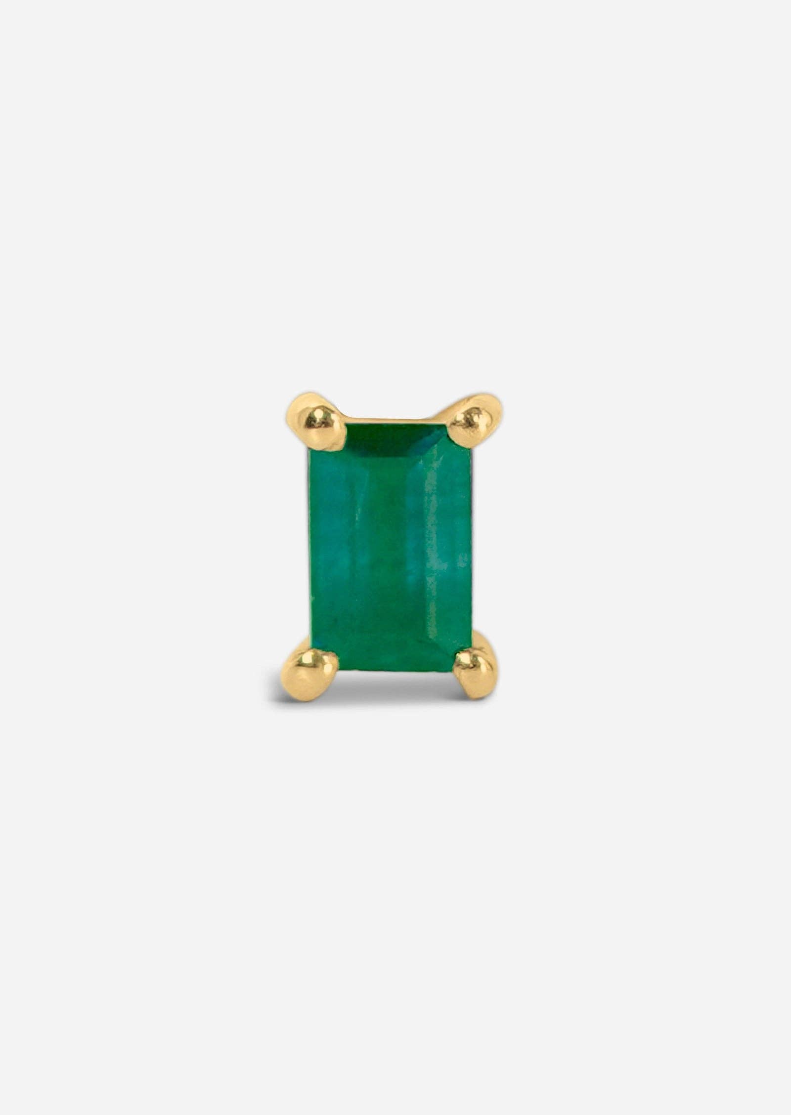 Porter Lyons - Wholesale Stud/Post Earrings - Mini Baguette Emerald Threaded Flat Back Earring | Single