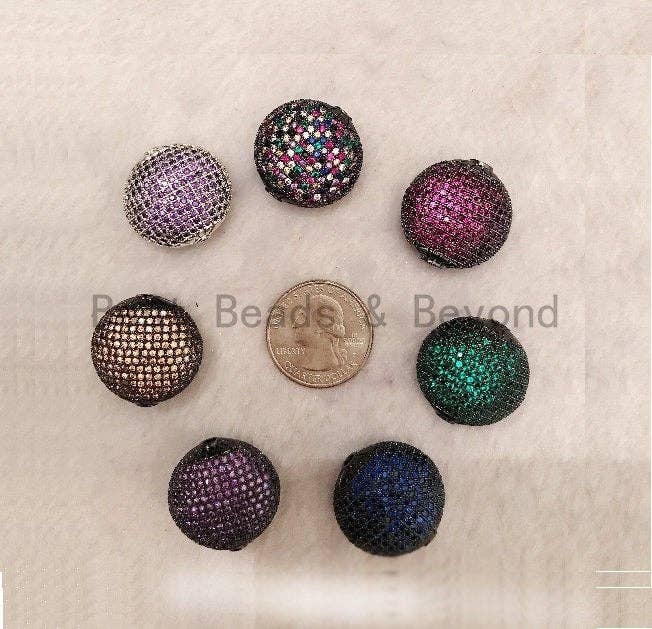 BestBeads&Beyond – wholesale Beads – 24mm LARGE Colored CZ Micro Pave Oval Beads, Focal Beads, CZ Pave Beads, Bronze/Green/Fuchsia/Cobalt Blue/Purple, Sku#GG122