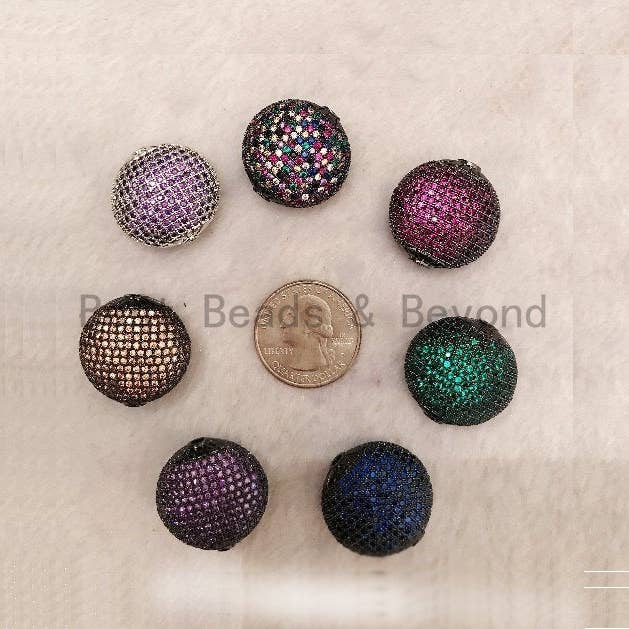 BestBeads&Beyond – wholesale Beads – 24mm LARGE Colored CZ Micro Pave Oval Beads, Focal Beads, CZ Pave Beads, Bronze/Green/Fuchsia/Cobalt Blue/Purple, Sku#GG122