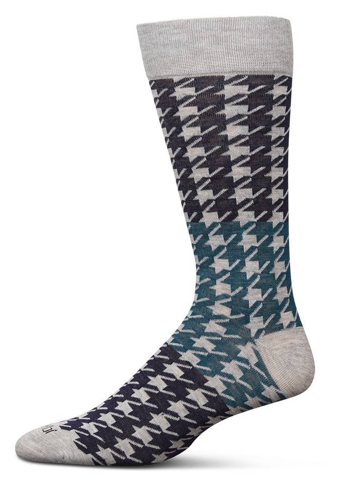 Memoi Houndstooth Men`s Dress Bamboo Crew for wholesale by Infinity Classics International Inc.