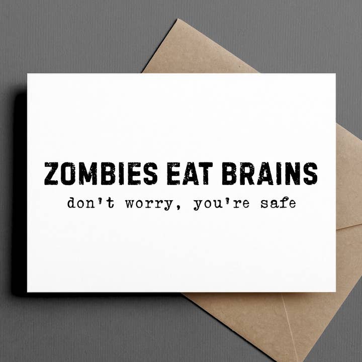 rolig halloweenkort | zombies äter hjärnor för wholesale av Ink & Attitude Stationery Company