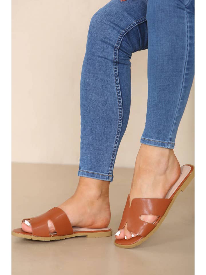 No Doubt Shoes – wholesale Sandals – Women's – WOMEN'S PU STRAP SUMMER FLAT FAUX LEATHER SANDALS 12