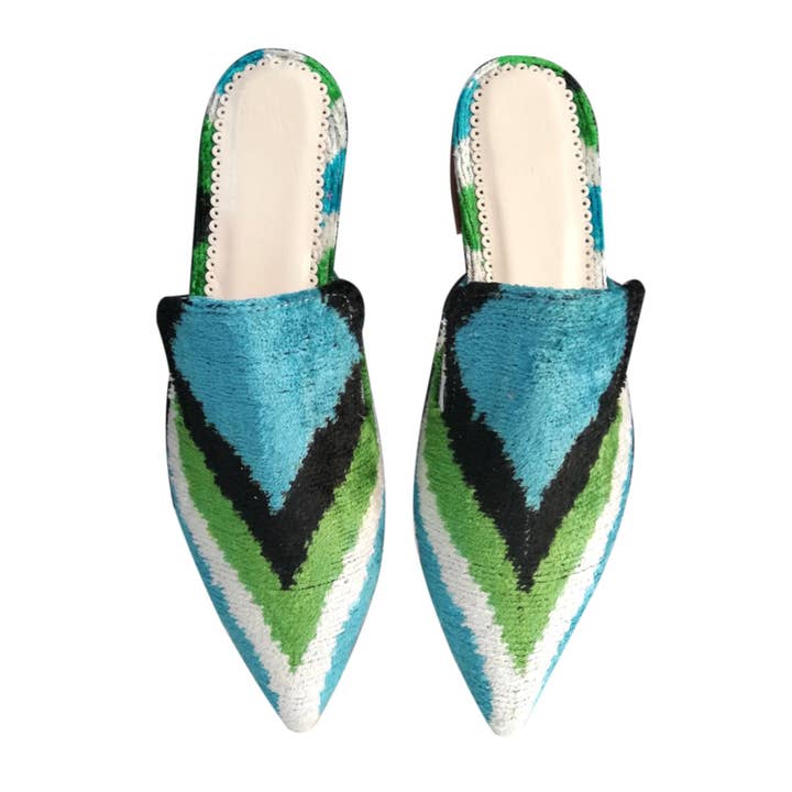 Silk Velvet Ikat Slippers 008 for wholesale by MIASETA