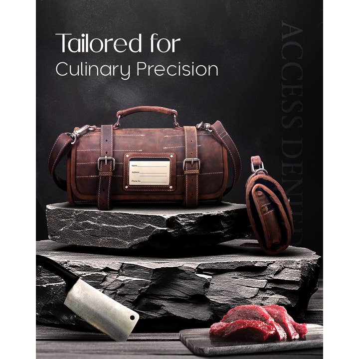 Brown Crazyhorse Leather Knife Roll Bag for Chefs Large Professional Bag for wholesale on Faire3