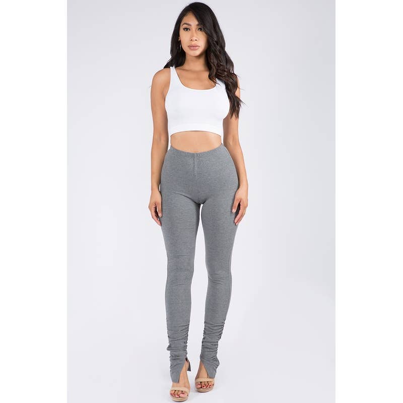 Uptown Apparel - Wholesale Fashion Leggings - Women's - B10613 Ribbed Ankle Ruched Leggings13