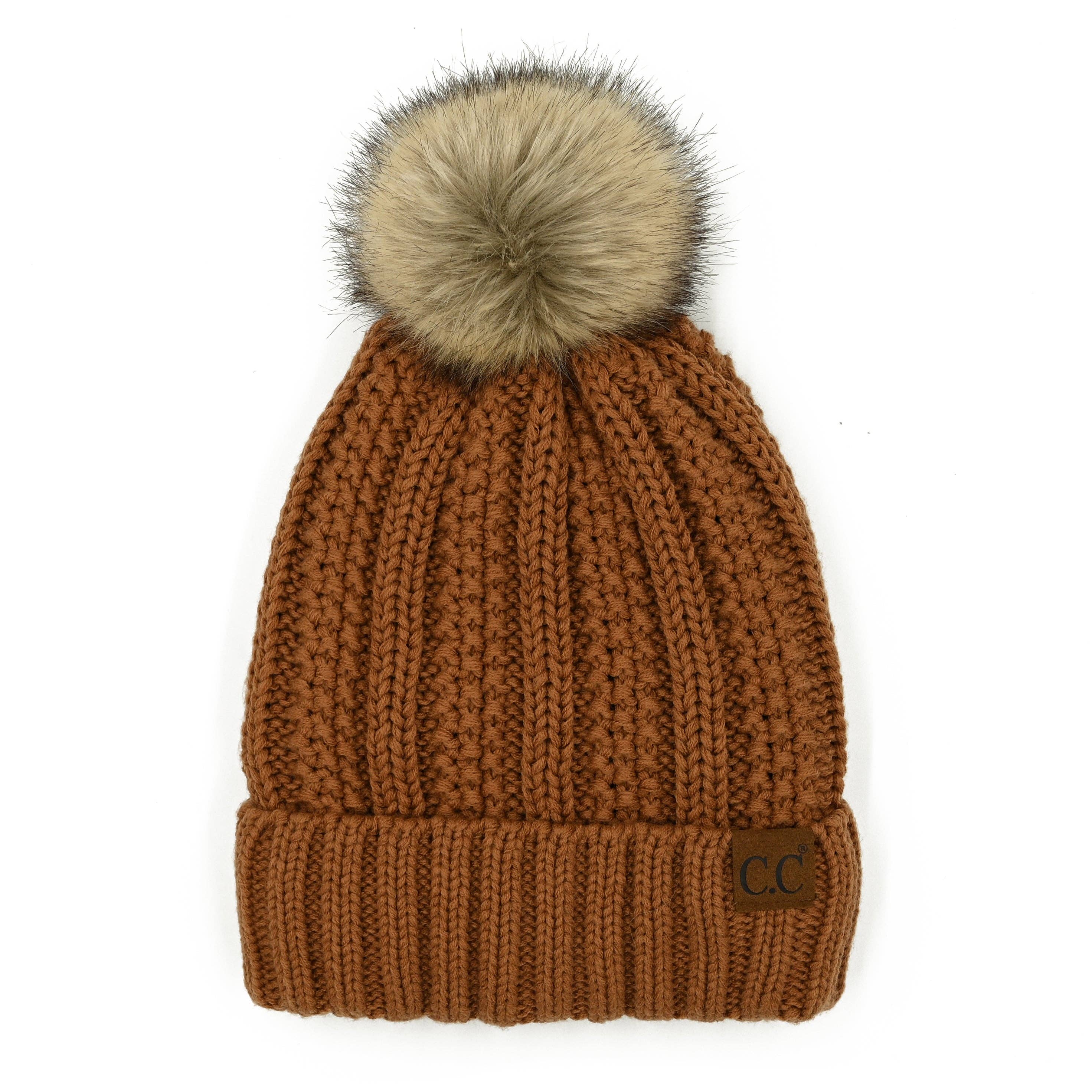 Truly Contagious – Großhandel Beanie – Damen – CC Mütze mit auffälligem Kunstpelz-Bommel (YJ-820)23
