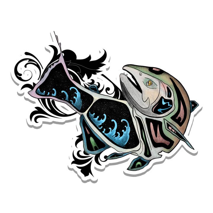 Salmon | Fish | Animal | Waterproof Vinyl Sticker | 3.4" for wholesale by Rebel and Siren Stickers
