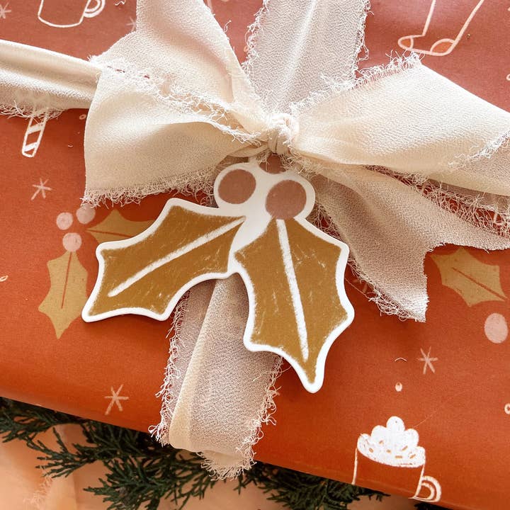 Abbie Ren Illustration - Wholesale Wrapping Paper Roll - Rust Merry Christmas Wrapping Paper - 3 sheet roll3