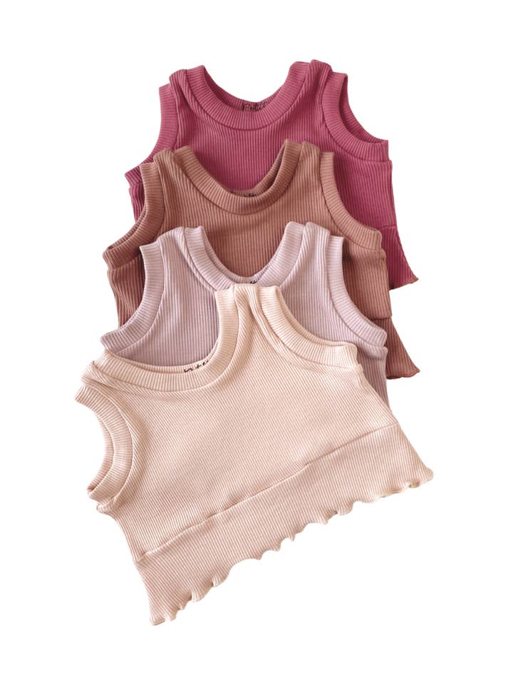 Top con volantes/acanalado - tonos femeninos para venta al por mayor de PETITE EvelinaApparel