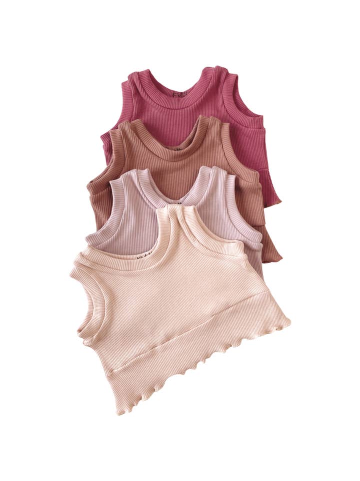 Ruffle top / ribbed - girly tones for wholesale by PETITE EvelinaApparel