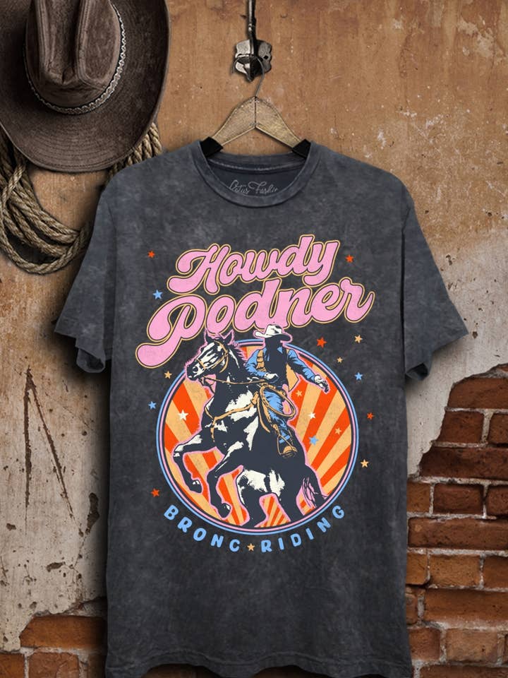 Howdy Podner Graphic Top for wholesale by Lotus Fashion Collection