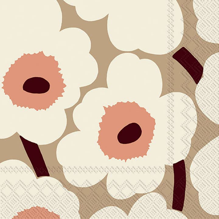 Paper Cocktail Napkins Pack of 20 Marimekko Unikko cream for wholesale by Boston International