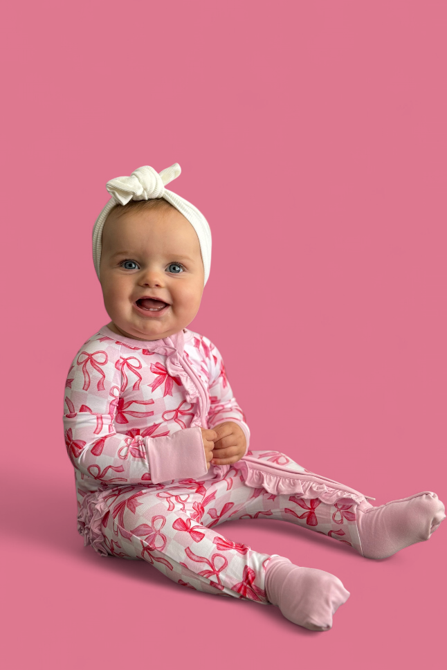 Dream Big Little Co. - Wholesale Jumpsuit - Baby - BOW CHECKERED CHARM DREAM RUFFLE ROMPER2