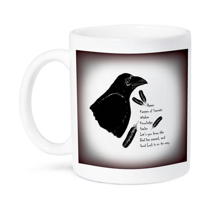 3dRose, Betydningen af Ravnen er et billede, jeg tegnede med indfødte amerikanske overbevisninger, Krus for engroshandel hos 3dRose