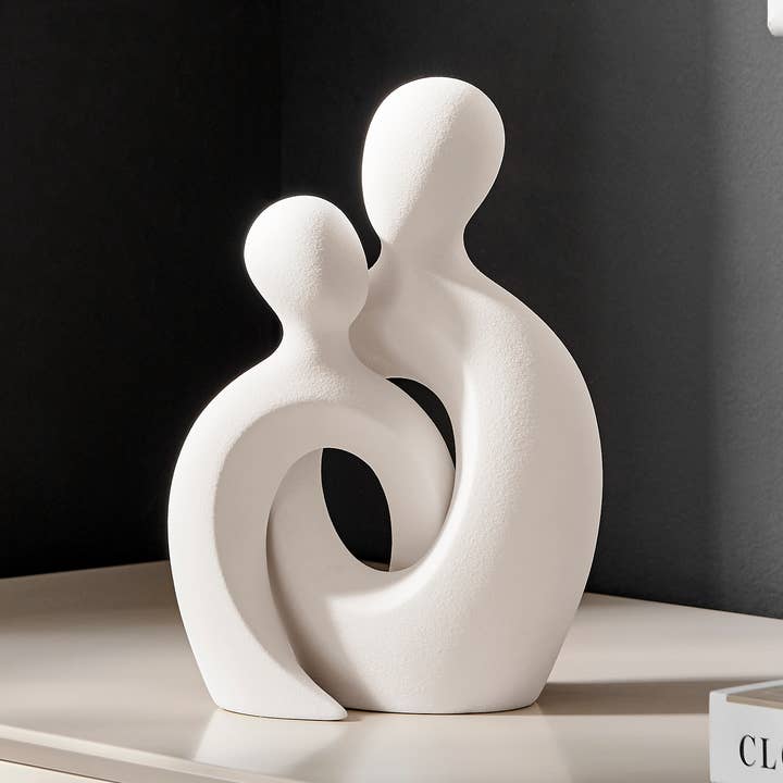 Hans Cream Intersecting Couple Matte Ceramic Sculpture for wholesale by Danya B