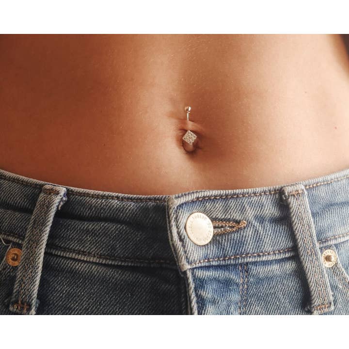 Zahav Jewelry - Vente Piercing de nombril - Or massif 14 carats | Bague ventrale en forme de diamant I Bague navale | Bagues pour nombril | B1