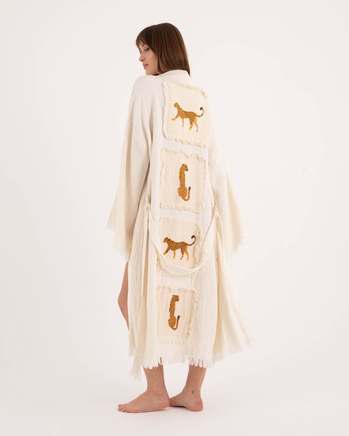 Yaz Concepts - Wholesale Robe - Unisex - Chic Leopard Pattern Kimono Robe Coverup Caftan Dress