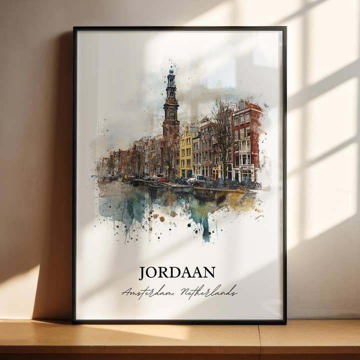 Jordaan Amsterdam Wandkunst, Amsterdam Druck, Amsterdam Kunst, Amsterdam NLD Geschenk, Niederlande Reise Druck, Reiseplakat, Einweihungsgeschenk für den Großhandel von Premium Travel Art