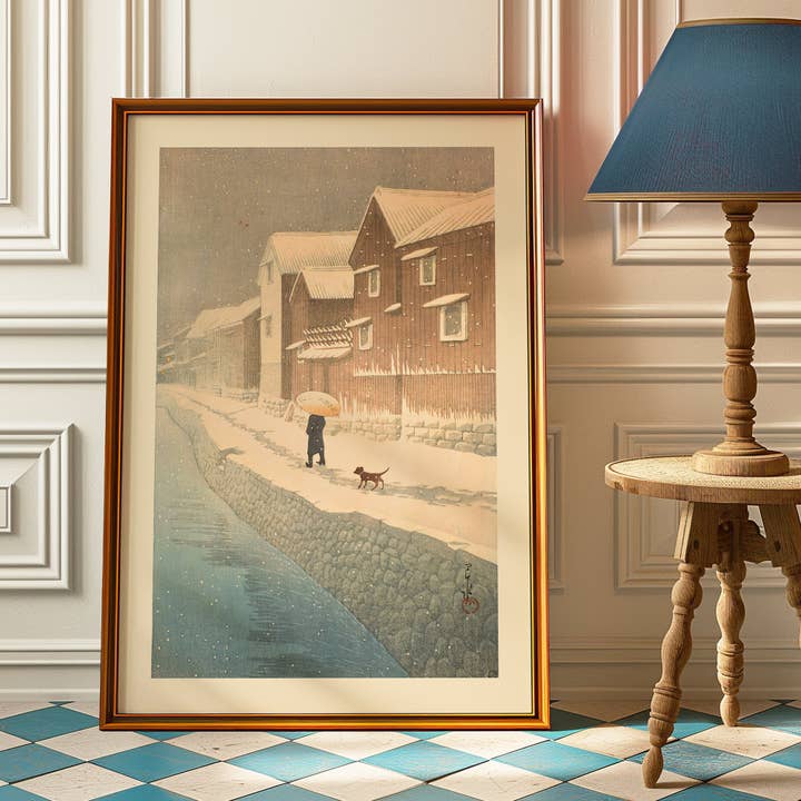 Ink & Drop – wholesale Art print – Shinkawa Riverside, Handa, Bishu Print by Hasui Kawase3