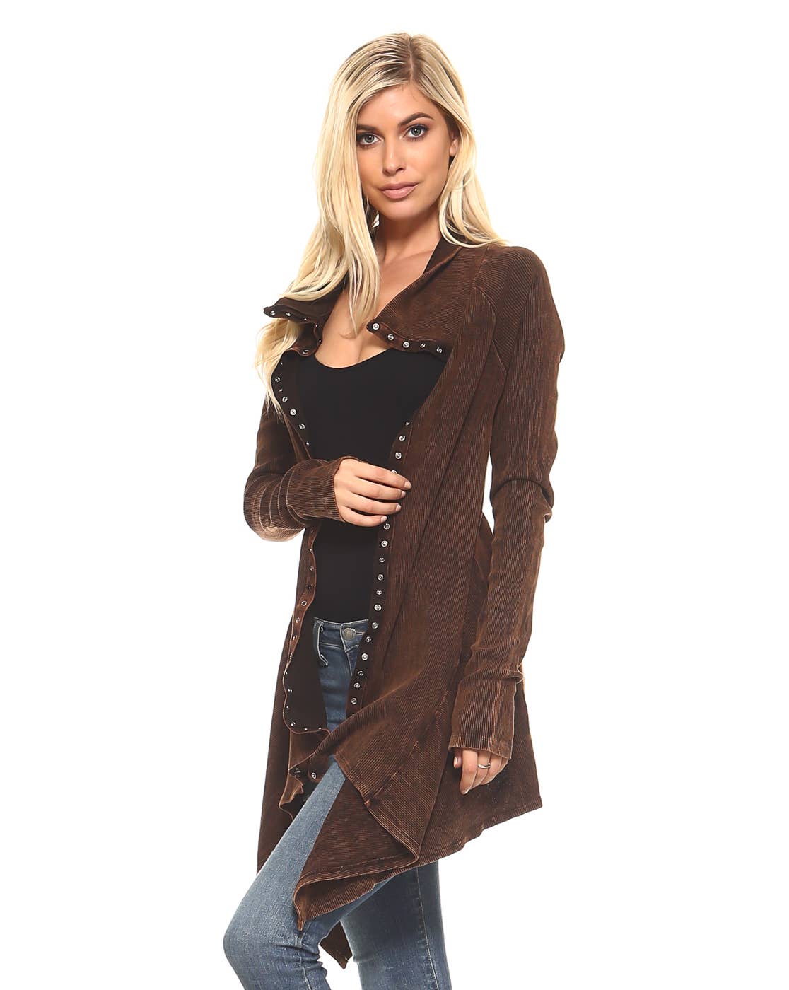 Urban X Apparel – Blusão - Mulher por atacado – Jaqueta térmica de botão lavado Urban X L/S com gola29