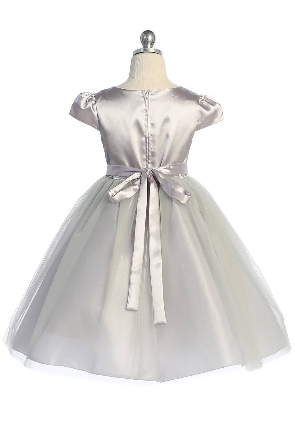 Kid's Dream - Wholesale Dress - Kids - Capped Sleeve Satin & Tulle Girls Dress with Plus Sizes7