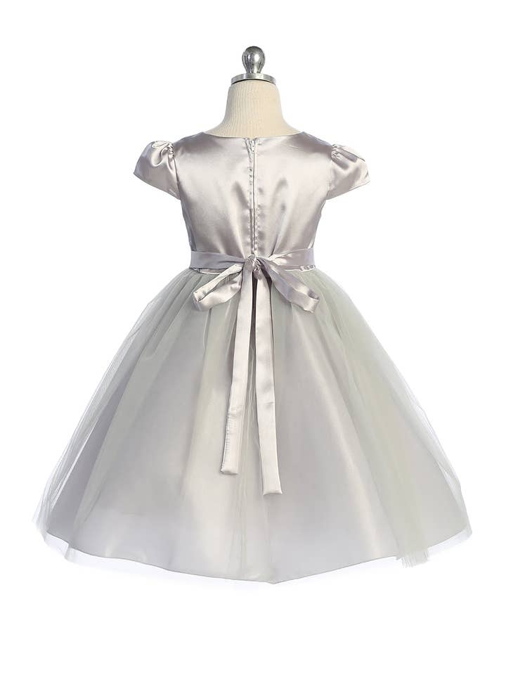 Kid's Dream - Wholesale Dress - Kids - Capped Sleeve Satin & Tulle Girls Dress with Plus Sizes7