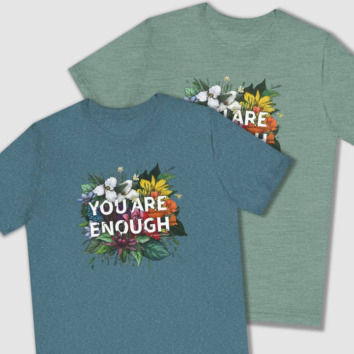 You Are Enough Tshirt | Motherhood Tshirt | Lesbian Mom Shirt | Mom Retirement Gift | Floral Pride T-shirt | Mother's Day Gift Shirt for wholesale by Transpainter