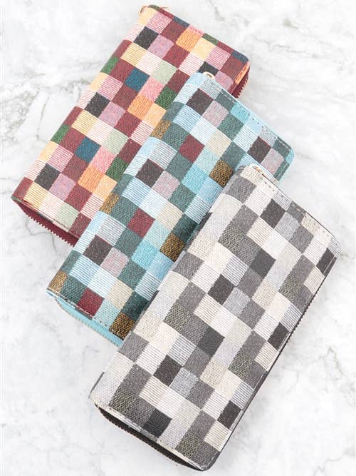 Women's Multicolor Tile Pattern Leather Zipper Wallet for wholesale by MYS Wholesale Inc