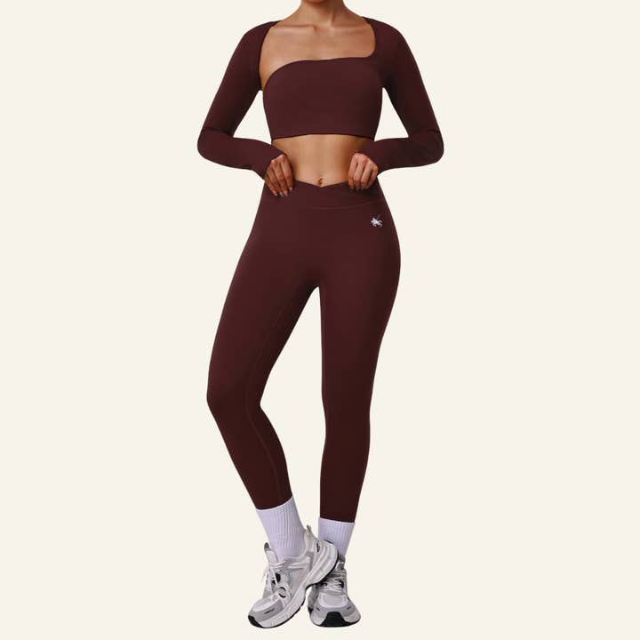 Zweiteiliges Set für Damen: Gekürztes Langarm-T-Shirt & Leggings für den Großhandel von Sodalemon