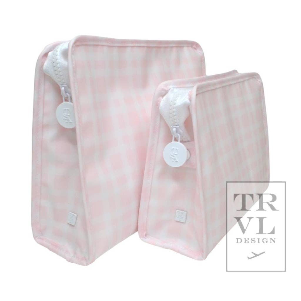 Roadie Medium - Pimlico Plaid Pink Zip Pouch for wholesale on Faire1