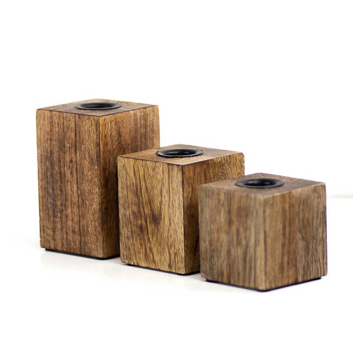 The Royal Standard - Wholesale Candle Holder - Hamilton Taper Candle Holder Natural 2.5x2.5x2.5