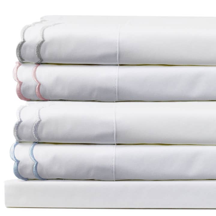 Mélange Home - Wholesale Sheet Set - Double Scallop Embroidered Cotton Percale Sheet Set12