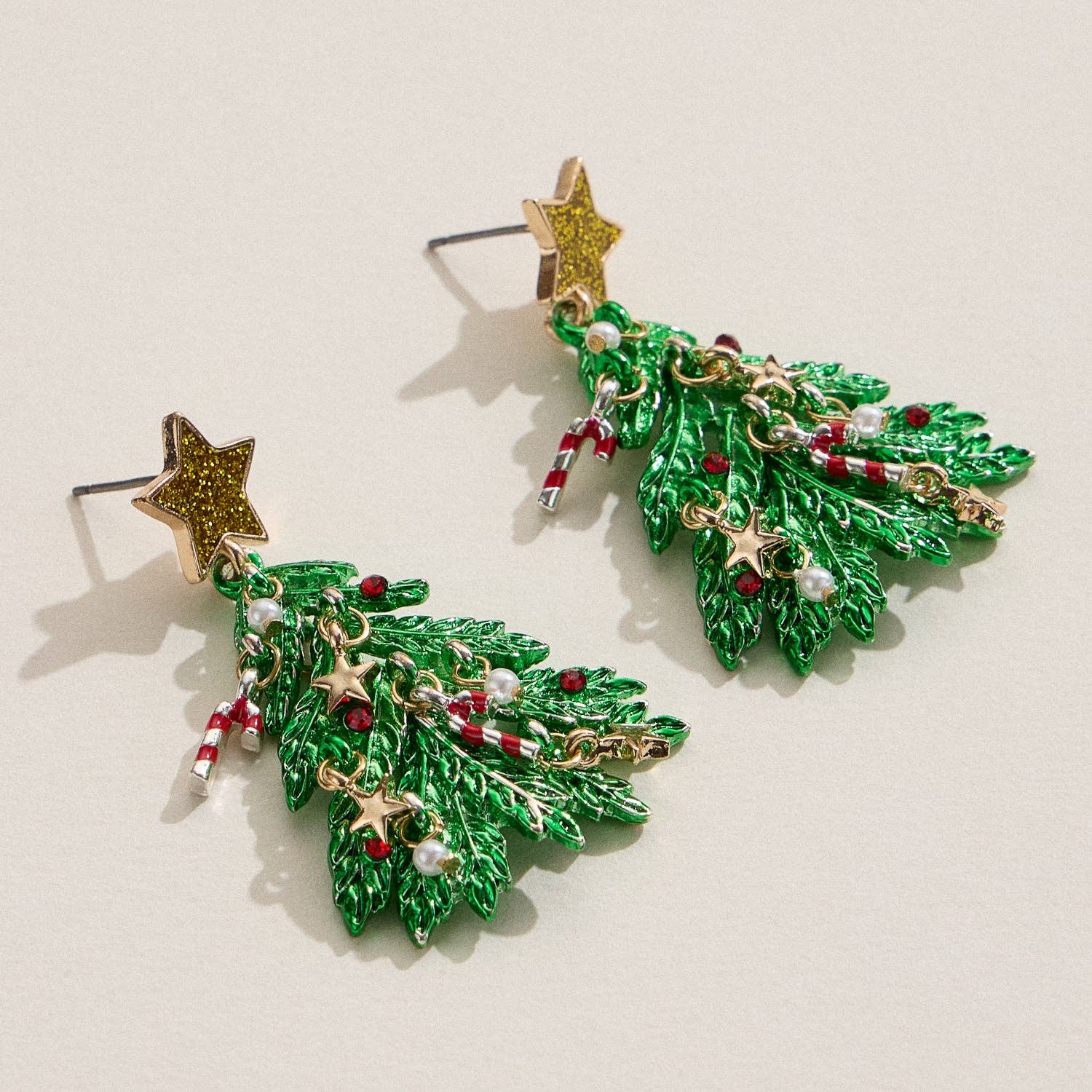 Frem - Wholesale Dangle Earrings - Holiday Christmas Tree Enamel Drop Earrings with Titanium Post3