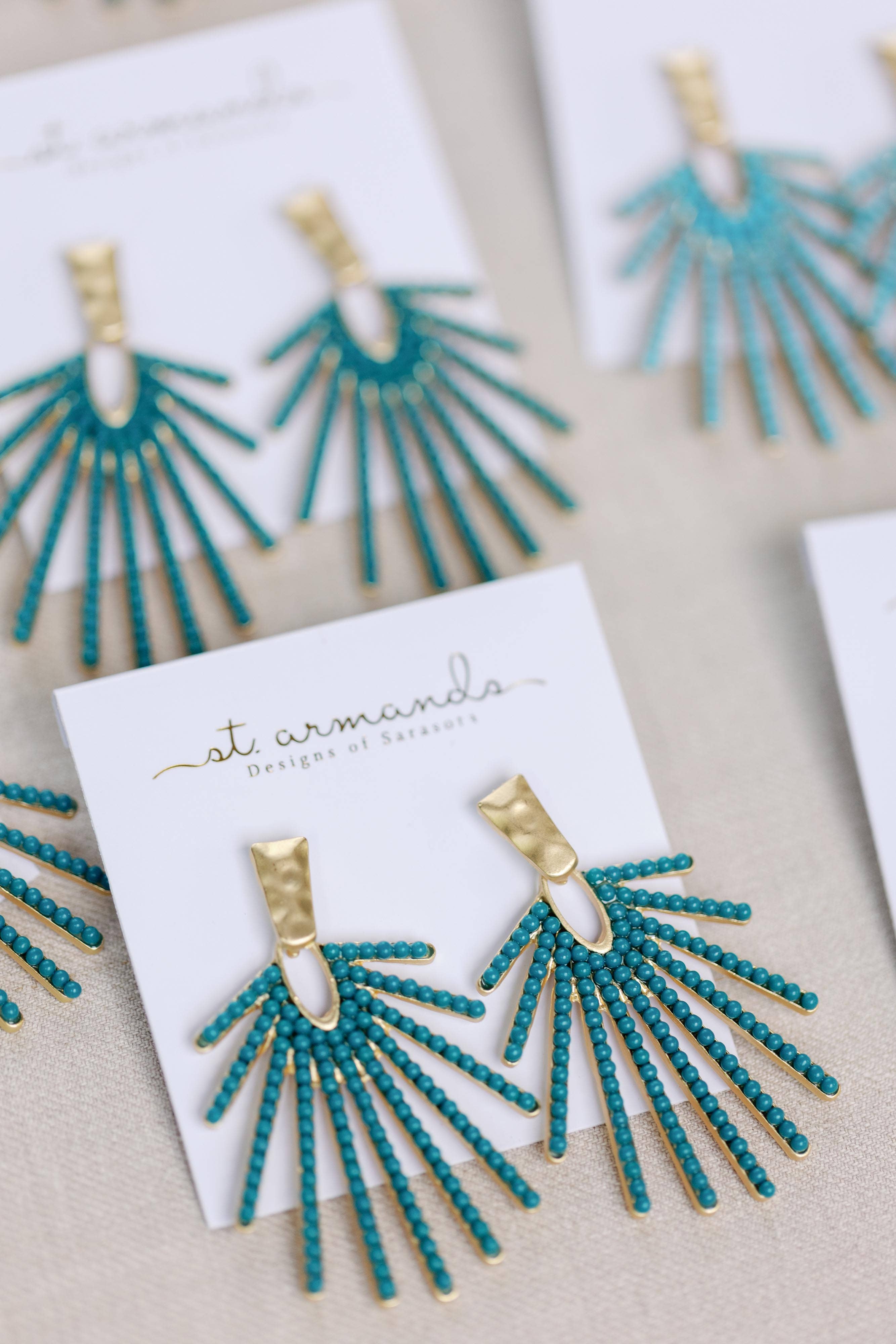 St Armands Designs of Sarasota - Wholesale Dangle Earrings - Turquoise Sunburst Statement Drop Earrings7