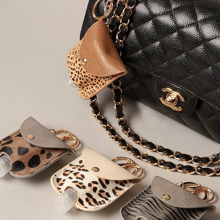 Fashion City - Wholesale Keychain - Women's - Genuine Leather Animal Sanitizer Keychain Holder