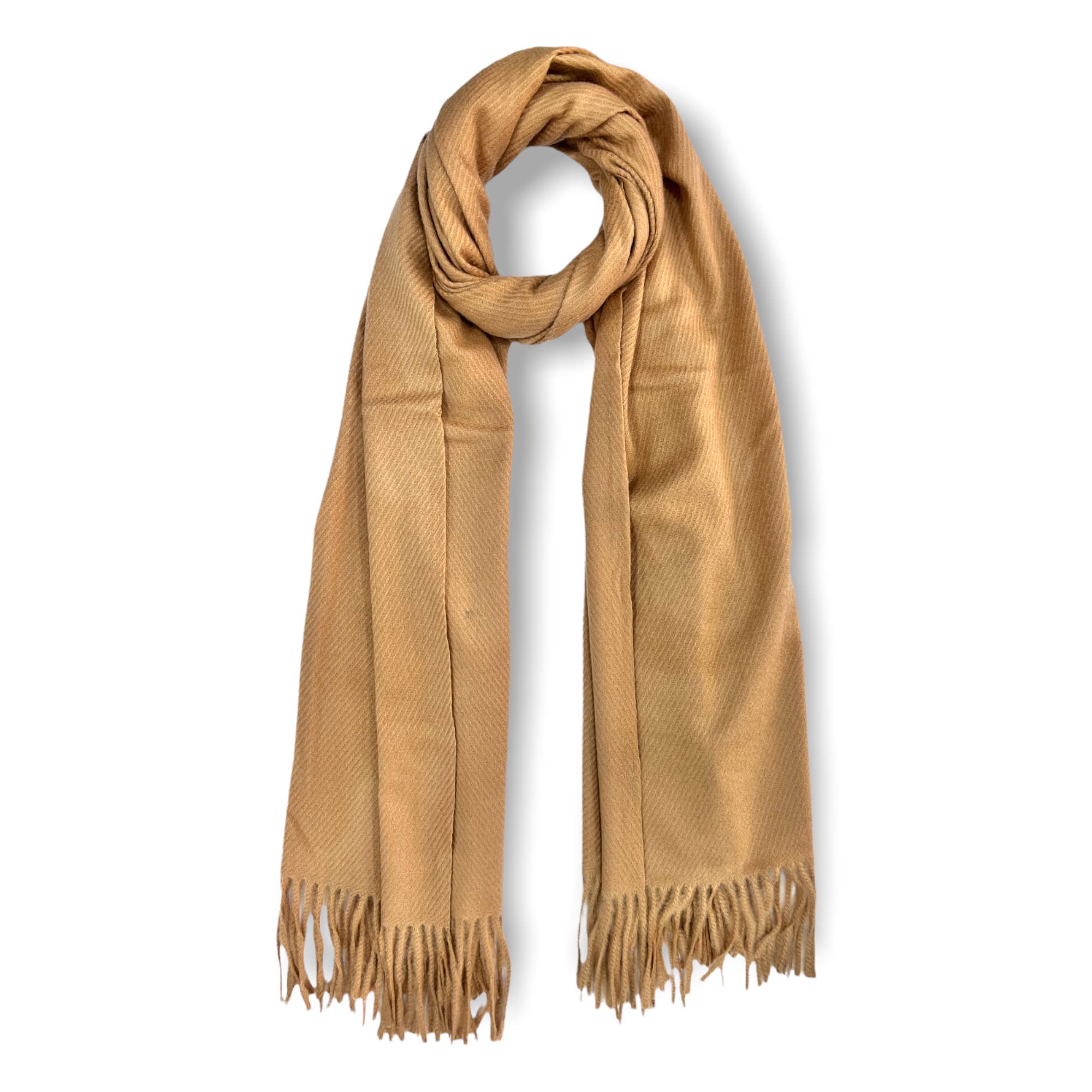 London Scarves – wholesale Scarf – Women's – Plain cashmere mix ribbed winter scarf with tassel12