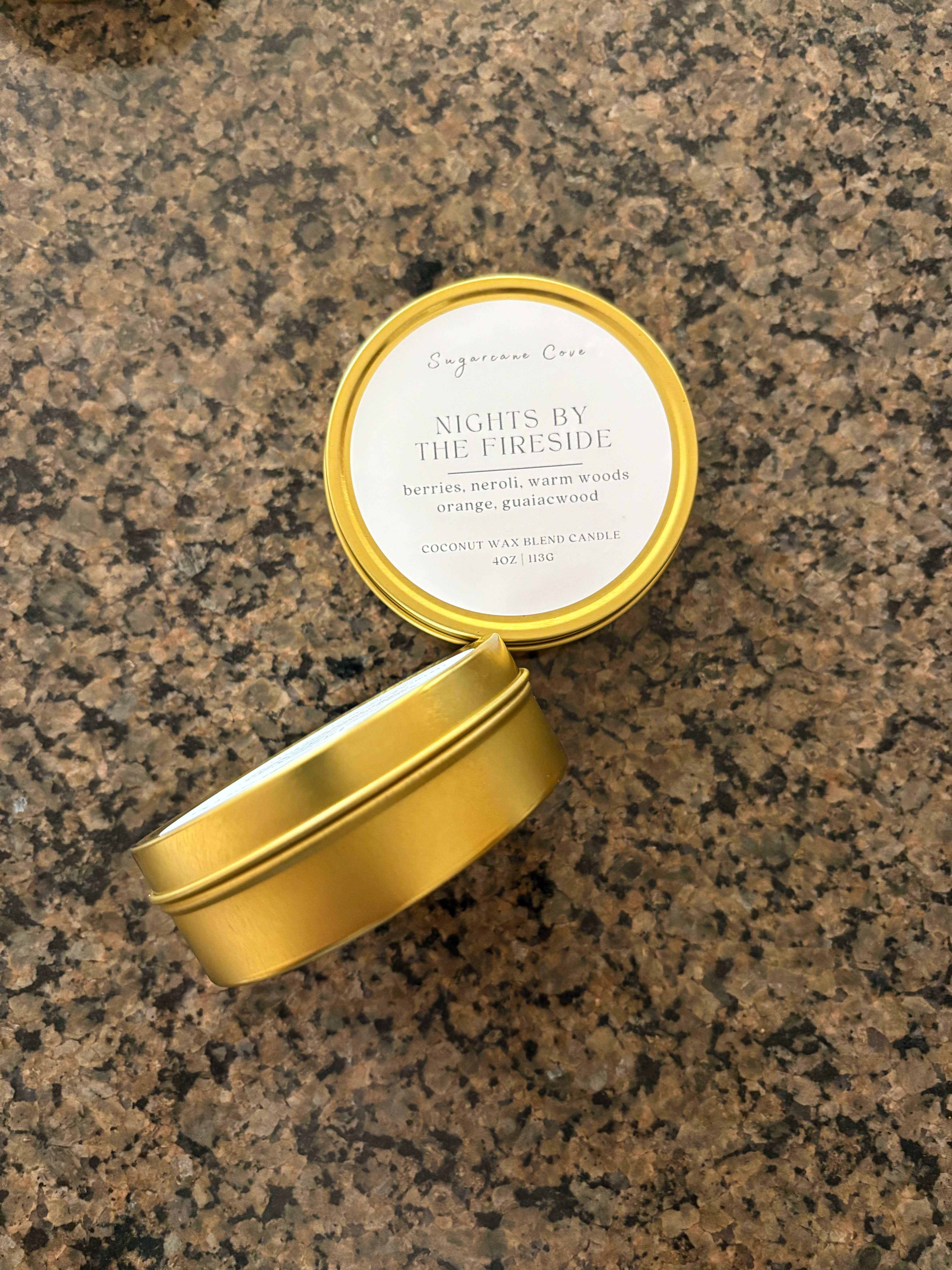 Sugarcane Cove Company - Venta al por mayor Vela aromática de viaje - Velas en lata de oro de 4 oz - Paquete de 4: Elija el aroma en el menú desplegable1