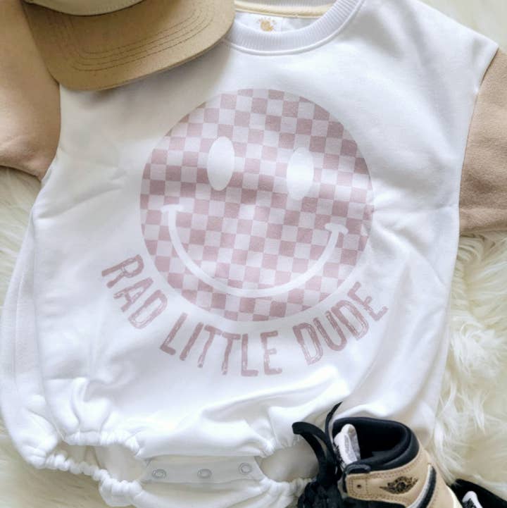 Boys Bubble Romper Rad Little Dude Tan Check for wholesale by Rufflеѕ & Bоwtіеѕ - Affordable Boys & Girls Clothing