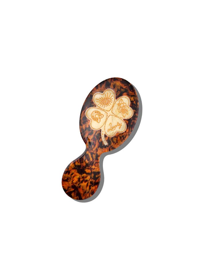 Hand-painted Lucky Clover Handbag Hero Brush | Eco-Friendly for wholesale by Solar Eclipse