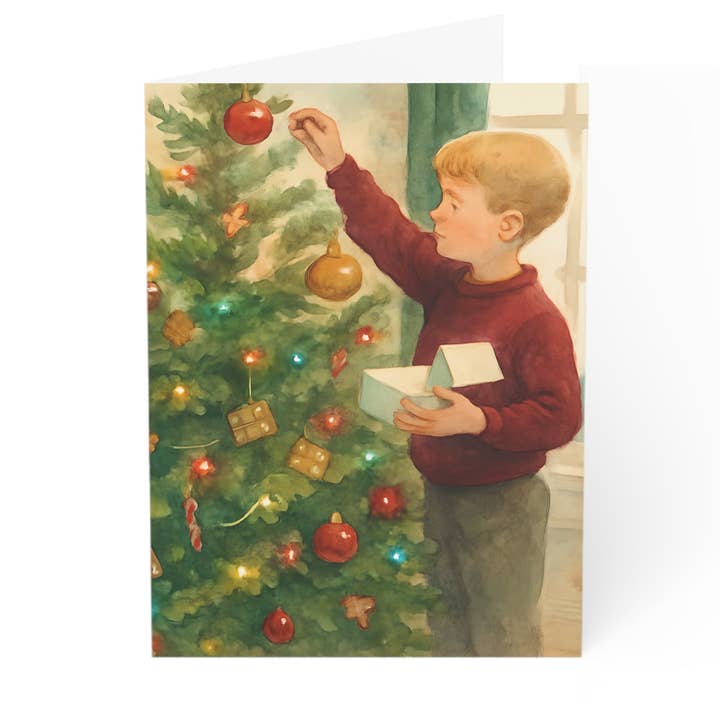 Kevin Decorating the Tree Home Alone Greeting Cards for wholesale by Buffalovely