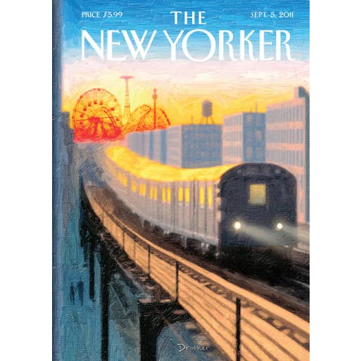 Nelson Line - Wholesale Everyday Greeting Card - CONEY ISLAND TRAIN - 5 x 7 NEW YORKER COVER CARD